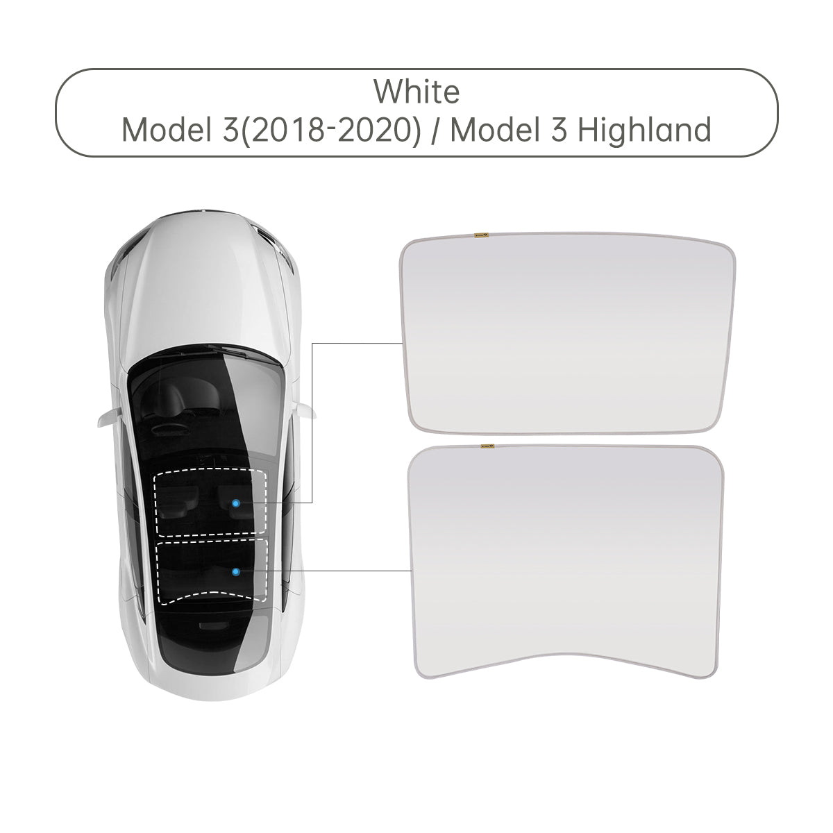TPARTS Glass Roof Sunshade for Tesla Model 3 & Model Y & Model 3 Highland Model 3(2018-2020)/Model3 Highland / Light Grey