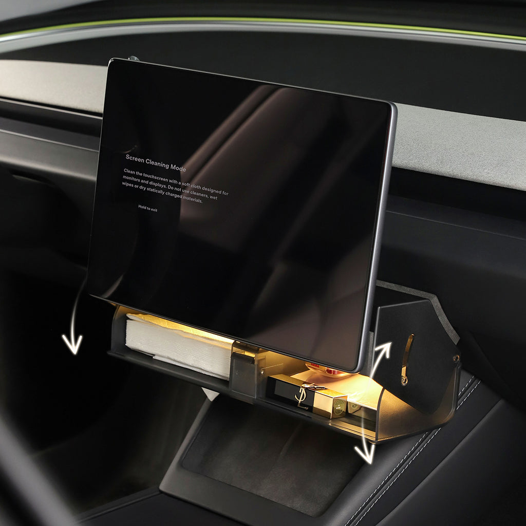 Tesla Model Y Under Screen Storage Box with LED Light