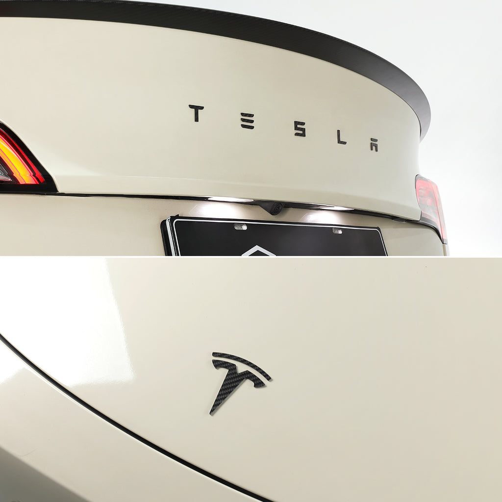 TPARTS Real Carbon Fiber Front & Letters Emblem for Tesla