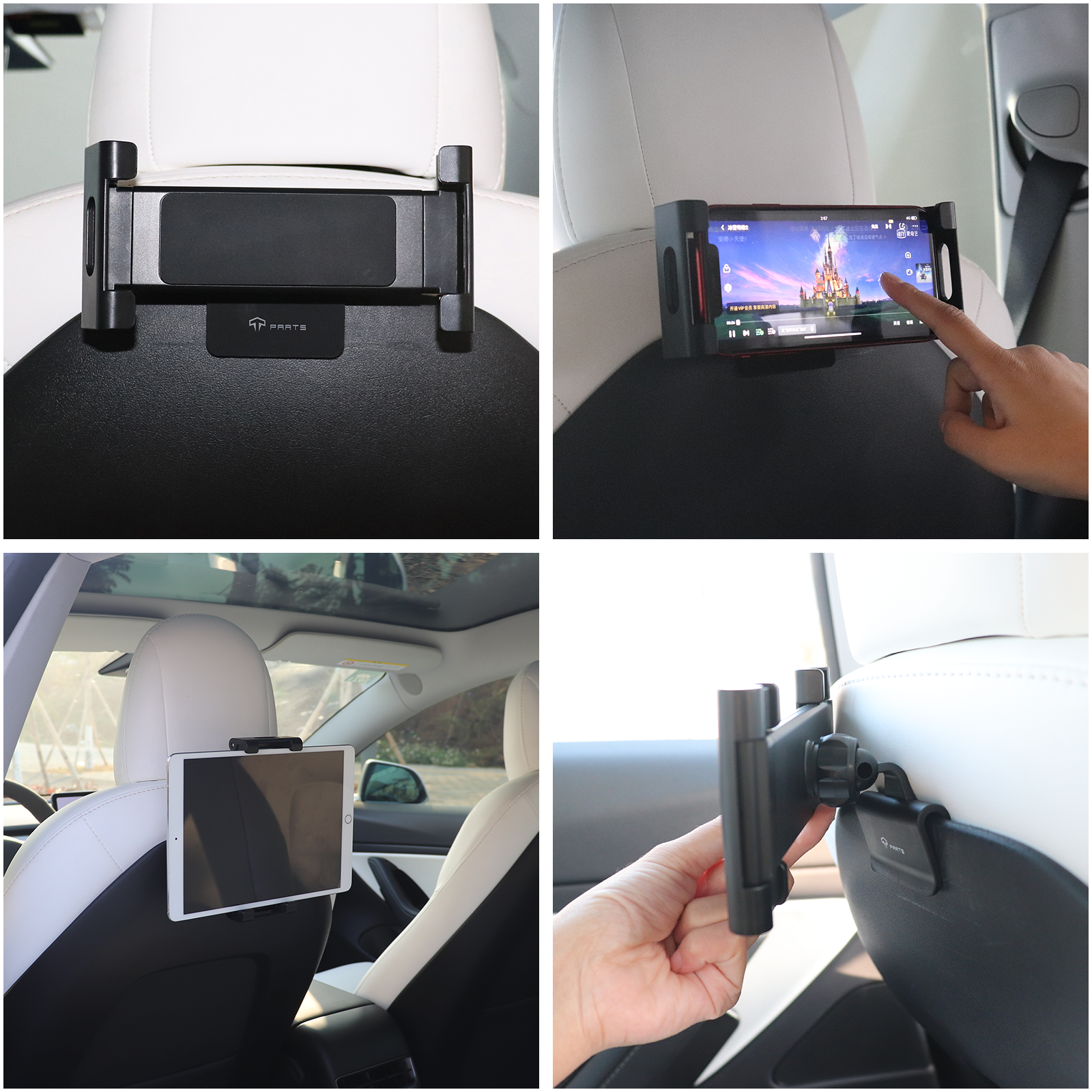 TPARTS Backseat Headrest Tablet Mount Holder for Model 3 Model Y Compatible  iPad(Including 12.9 iPad Pro) and Smart Phones Over 4.7
